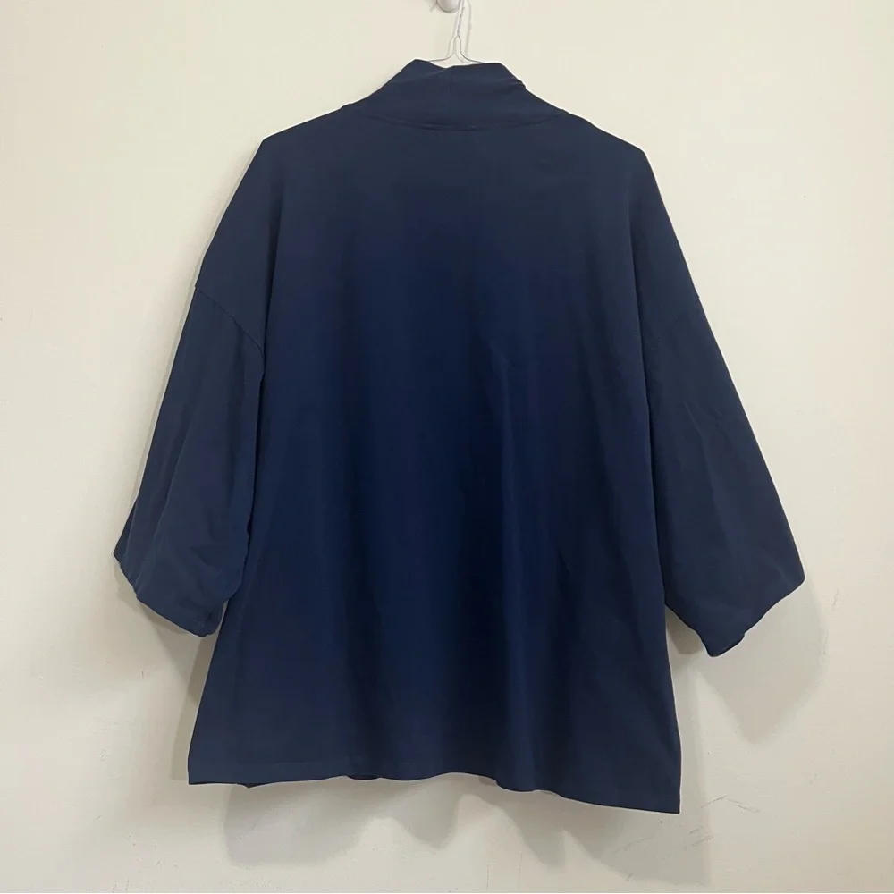 Storq Kimono Cardigan Maternity Sz 4 4X Navy Open Front Nursing Lounge (No Belt)